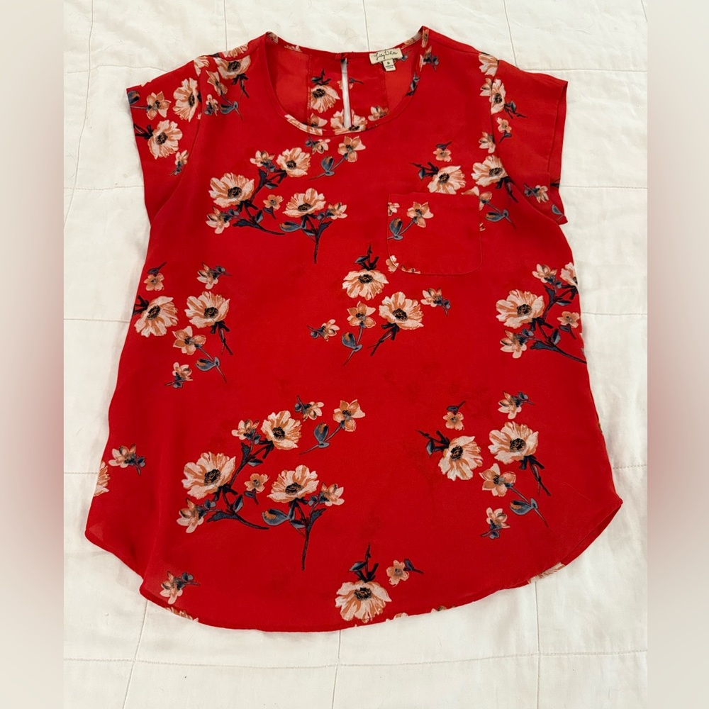 Lily White Red Floral Blouse